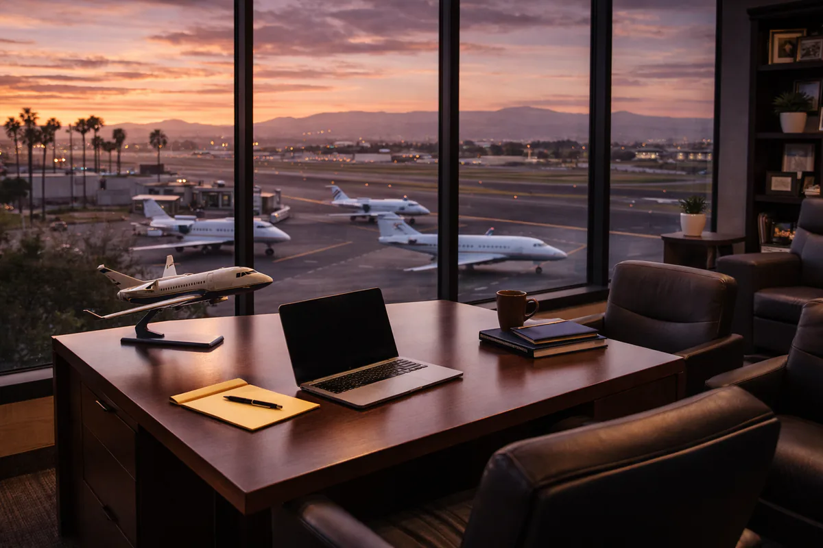 Interior of Graystone's Brown Field Airport office in San Diego