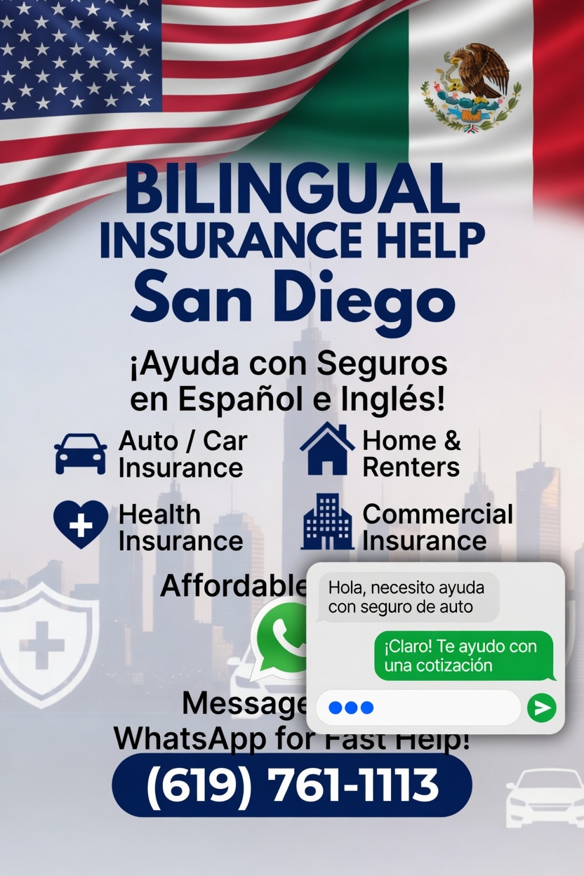 Apoyo bilingue de seguros por telefono y WhatsApp desde Graystone en San Diego