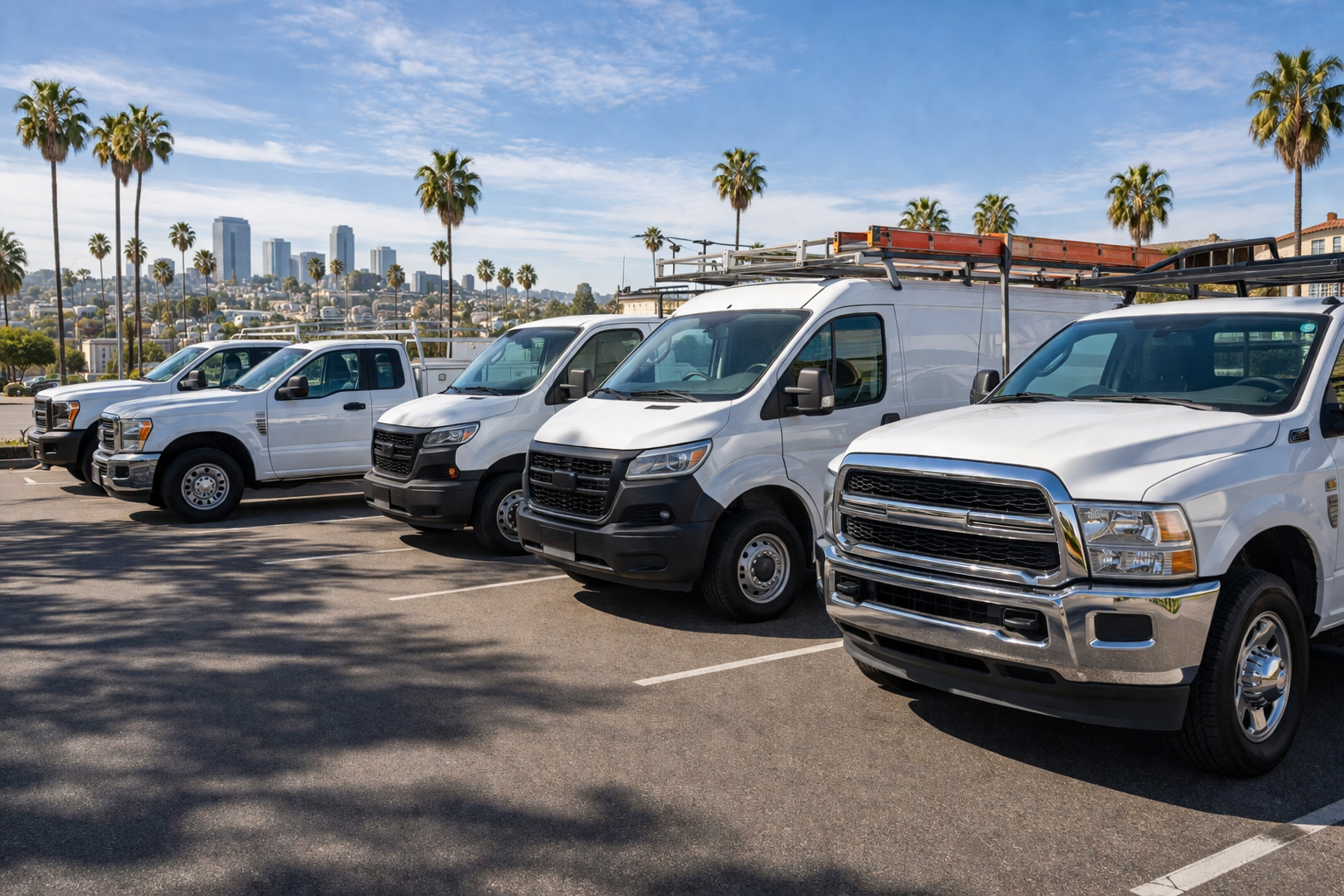 Camiones de trabajo en San Diego para seguro de auto comercial y flotillas